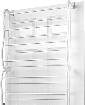 IN.HOUSE Over The Door Shoe Rack,foldable Space Saver Shoe Storage Shelf Non-slip Metal Wall Hanging Shoe Organizer For Boots Sneaker High Heels-white 55x19x180cm(22x7x71inch)